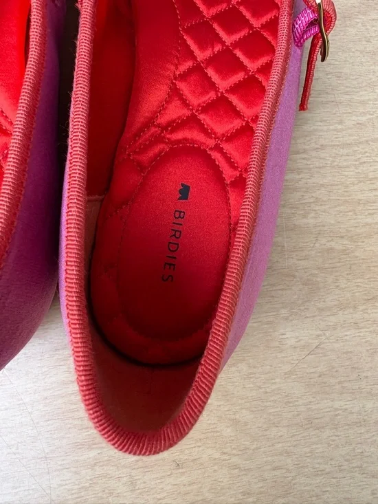 Birdies Hummingbird Velvet Mary Jane Flats In Hot Pink & Orange Sz 8.5 - Picture 4 of 12